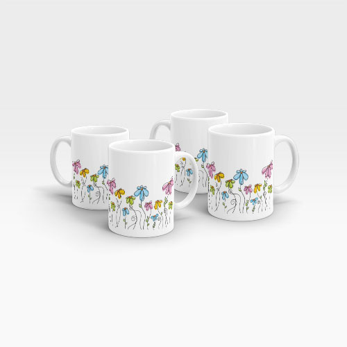 blossom bliss mug set of 4 and 6: doodle flowers collection
