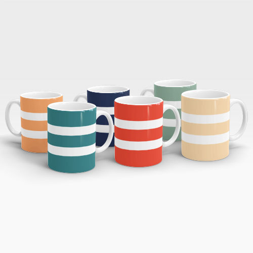 retro stripe mugs, set of 6