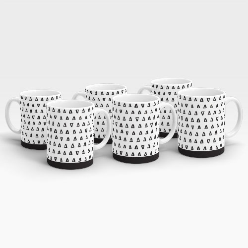 brushed triangles mugs, set of 6