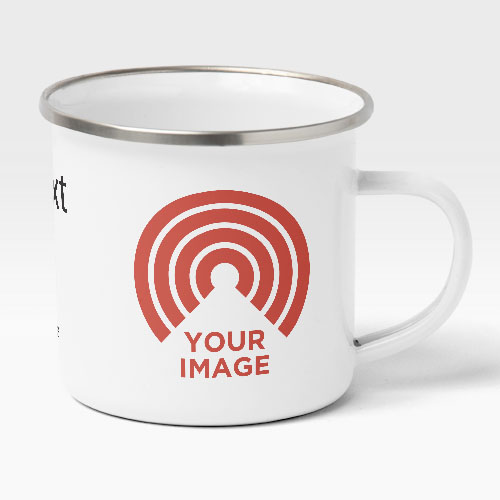 upload 2 images with message enamel mug