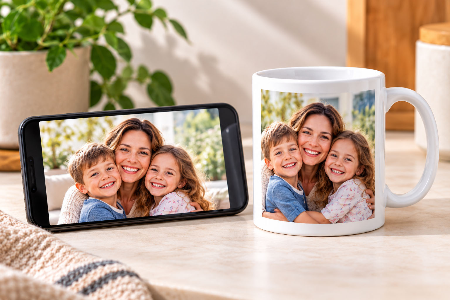 Example of a clear family photograph suitable for printing on a personalised mug