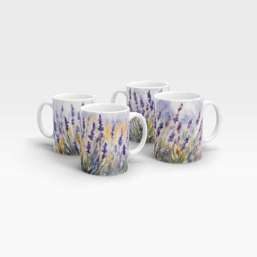 lavender watercolour ceramic mug collection (set of 4)