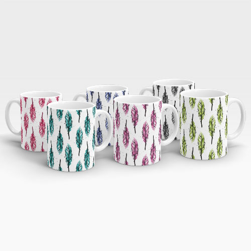 feathered flair mug collection, set of 6